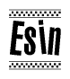 The clipart image displays the text Esin in a bold, stylized font. It is enclosed in a rectangular border with a checkerboard pattern running below and above the text, similar to a finish line in racing. 