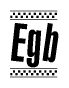 The clipart image displays the text Egb in a bold, stylized font. It is enclosed in a rectangular border with a checkerboard pattern running below and above the text, similar to a finish line in racing. 