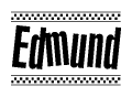 The clipart image displays the text Edmund in a bold, stylized font. It is enclosed in a rectangular border with a checkerboard pattern running below and above the text, similar to a finish line in racing. 