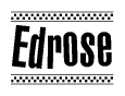 The image contains the text Edrose in a bold, stylized font, with a checkered flag pattern bordering the top and bottom of the text.