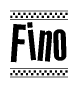The clipart image displays the text Fino in a bold, stylized font. It is enclosed in a rectangular border with a checkerboard pattern running below and above the text, similar to a finish line in racing. 