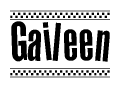 The image contains the text Gaileen in a bold, stylized font, with a checkered flag pattern bordering the top and bottom of the text.