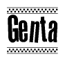 The clipart image displays the text Genta in a bold, stylized font. It is enclosed in a rectangular border with a checkerboard pattern running below and above the text, similar to a finish line in racing. 
