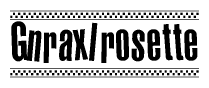 The clipart image displays the text Gnraxlrosette in a bold, stylized font. It is enclosed in a rectangular border with a checkerboard pattern running below and above the text, similar to a finish line in racing. 