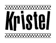 The image contains the text Kristel in a bold, stylized font, with a checkered flag pattern bordering the top and bottom of the text.