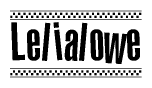 The image contains the text Lelialowe in a bold, stylized font, with a checkered flag pattern bordering the top and bottom of the text.
