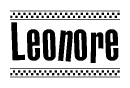 The clipart image displays the text Leonore in a bold, stylized font. It is enclosed in a rectangular border with a checkerboard pattern running below and above the text, similar to a finish line in racing. 