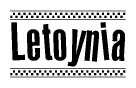 The clipart image displays the text Letoynia in a bold, stylized font. It is enclosed in a rectangular border with a checkerboard pattern running below and above the text, similar to a finish line in racing. 