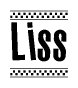 The clipart image displays the text Liss in a bold, stylized font. It is enclosed in a rectangular border with a checkerboard pattern running below and above the text, similar to a finish line in racing. 