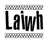 The clipart image displays the text Laiwh in a bold, stylized font. It is enclosed in a rectangular border with a checkerboard pattern running below and above the text, similar to a finish line in racing. 
