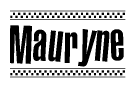 The clipart image displays the text Mauryne in a bold, stylized font. It is enclosed in a rectangular border with a checkerboard pattern running below and above the text, similar to a finish line in racing. 