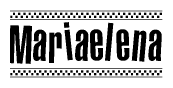 The clipart image displays the text Mariaelena in a bold, stylized font. It is enclosed in a rectangular border with a checkerboard pattern running below and above the text, similar to a finish line in racing. 