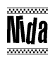 The clipart image displays the text Nida in a bold, stylized font. It is enclosed in a rectangular border with a checkerboard pattern running below and above the text, similar to a finish line in racing. 