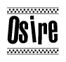 The clipart image displays the text Osire in a bold, stylized font. It is enclosed in a rectangular border with a checkerboard pattern running below and above the text, similar to a finish line in racing. 