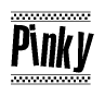 The clipart image displays the text Pinky in a bold, stylized font. It is enclosed in a rectangular border with a checkerboard pattern running below and above the text, similar to a finish line in racing. 