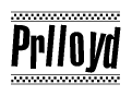 The image contains the text Prlloyd in a bold, stylized font, with a checkered flag pattern bordering the top and bottom of the text.
