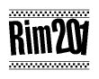 The image contains the text Rim201 in a bold, stylized font, with a checkered flag pattern bordering the top and bottom of the text.