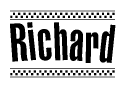 The image contains the text Richard in a bold, stylized font, with a checkered flag pattern bordering the top and bottom of the text.