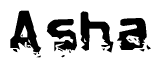 The image contains the word Asha in a stylized font with a static looking effect at the bottom of the words