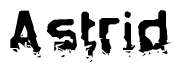 The image contains the word Astrid in a stylized font with a static looking effect at the bottom of the words