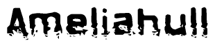 This nametag says Ameliahull, and has a static looking effect at the bottom of the words. The words are in a stylized font.