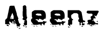 The image contains the word Aleenz in a stylized font with a static looking effect at the bottom of the words