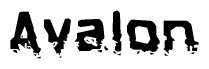The image contains the word Avalon in a stylized font with a static looking effect at the bottom of the words