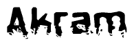 The image contains the word Akram in a stylized font with a static looking effect at the bottom of the words