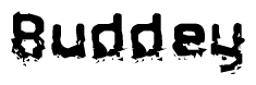 The image contains the word Buddey in a stylized font with a static looking effect at the bottom of the words