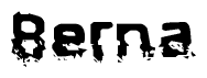 The image contains the word Berna in a stylized font with a static looking effect at the bottom of the words