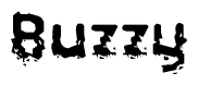 The image contains the word Buzzy in a stylized font with a static looking effect at the bottom of the words