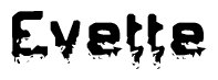 The image contains the word Evette in a stylized font with a static looking effect at the bottom of the words