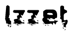 The image contains the word Izzet in a stylized font with a static looking effect at the bottom of the words