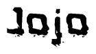 The image contains the word Jojo in a stylized font with a static looking effect at the bottom of the words