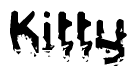 This nametag says Kitty, and has a static looking effect at the bottom of the words. The words are in a stylized font.
