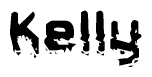 The image contains the word Kelly in a stylized font with a static looking effect at the bottom of the words