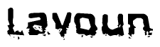 The image contains the word Lavoun in a stylized font with a static looking effect at the bottom of the words