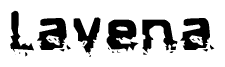 The image contains the word Lavena in a stylized font with a static looking effect at the bottom of the words