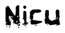 The image contains the word Nicu in a stylized font with a static looking effect at the bottom of the words