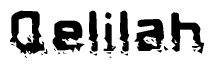 The image contains the word Qelilah in a stylized font with a static looking effect at the bottom of the words
