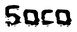 The image contains the word Soco in a stylized font with a static looking effect at the bottom of the words