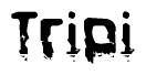 This nametag says Tripi, and has a static looking effect at the bottom of the words. The words are in a stylized font.