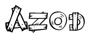 The clipart image shows the name Azod stylized to look as if it has been constructed out of wooden planks or logs. Each letter is designed to resemble pieces of wood.