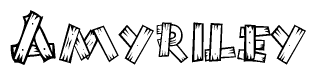The image contains the name Amyriley written in a decorative, stylized font with a hand-drawn appearance. The lines are made up of what appears to be planks of wood, which are nailed together