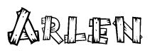 The clipart image shows the name Arlen stylized to look like it is constructed out of separate wooden planks or boards, with each letter having wood grain and plank-like details.