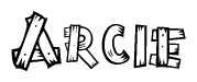 The clipart image shows the name Arcie stylized to look like it is constructed out of separate wooden planks or boards, with each letter having wood grain and plank-like details.