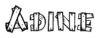The clipart image shows the name Adine stylized to look like it is constructed out of separate wooden planks or boards, with each letter having wood grain and plank-like details.