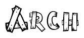 The clipart image shows the name Arch stylized to look like it is constructed out of separate wooden planks or boards, with each letter having wood grain and plank-like details.