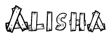 The clipart image shows the name Alisha stylized to look like it is constructed out of separate wooden planks or boards, with each letter having wood grain and plank-like details.