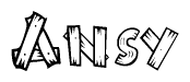 The clipart image shows the name Ansy stylized to look like it is constructed out of separate wooden planks or boards, with each letter having wood grain and plank-like details.